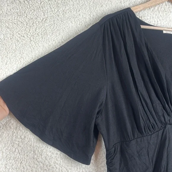 NWT Kiyonna Womens Black V Neck Ruch Bodycon Stretch Midi Dress Plus Size 2X - Picture 4 of 11